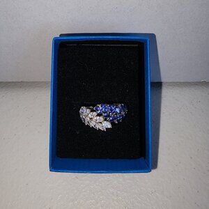Esotica Blue And White Cubic Zirconia Rhodium Over Silver Ring 4.16ctw Size 12